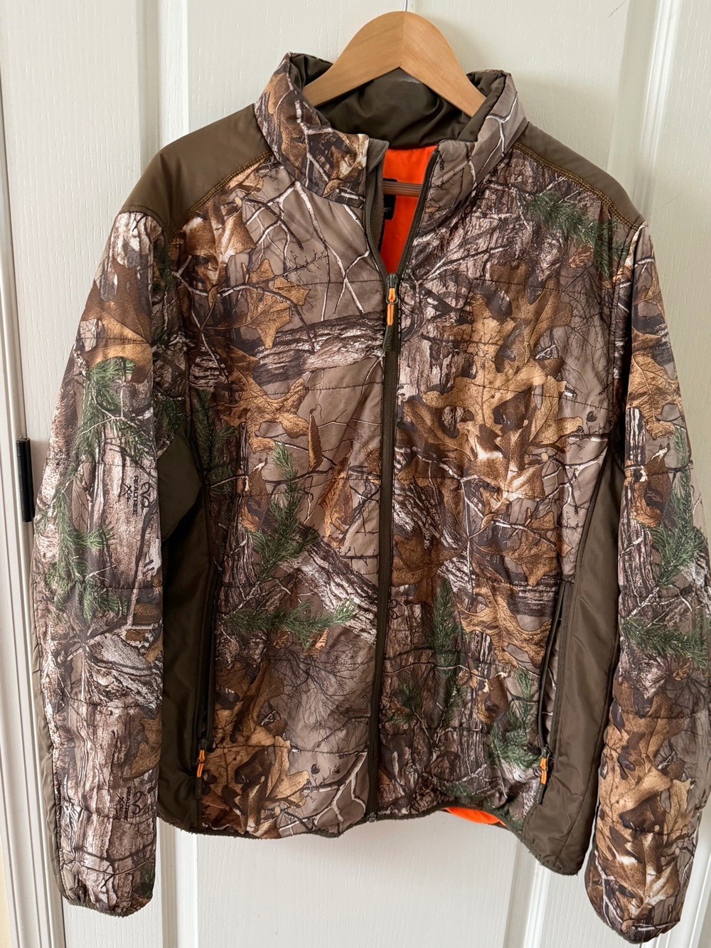 Camouflage Mens Jacket with Orange Lining
